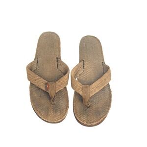 RainBow Women's Hemp Lined Tan Flip Flop Thong Sandal XL sz 10